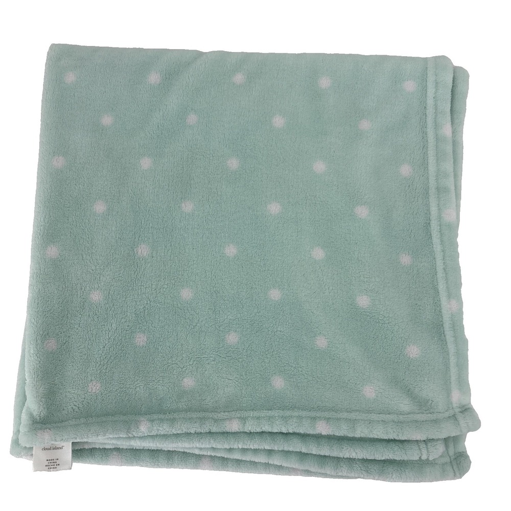 Cloud Island Mint Green White Polka Dots Baby Blanket Plush Security Lovey 29x29
